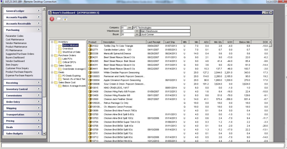 screenshot of Ignition ERP